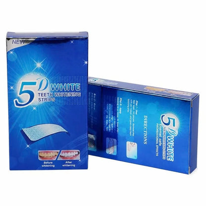 Tiras Blanqueadoras de Dientes Gel 5D, sin peróxido, sabor menta (14 tiras)